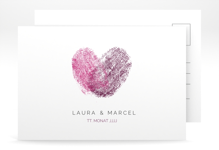 Save the Date-Postkarte Fingerprint A6 Postkarte schlicht mit Fingerabdruck-Motiv