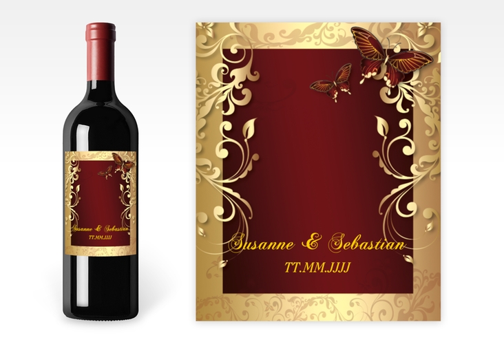 Weinflaschenetikett Hochzeit Toulouse Etikett Weinflasche 4er Set rot
