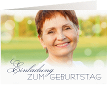 Einladung 60. Geburtstag Luminous A6 Klappkarte quer blau