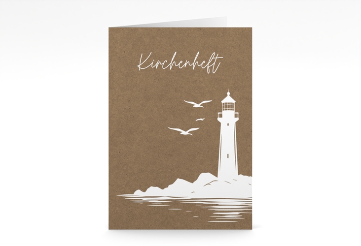 Kirchenheft Hochzeit Leuchtturm A5 Klappkarte hoch Kraftpapier