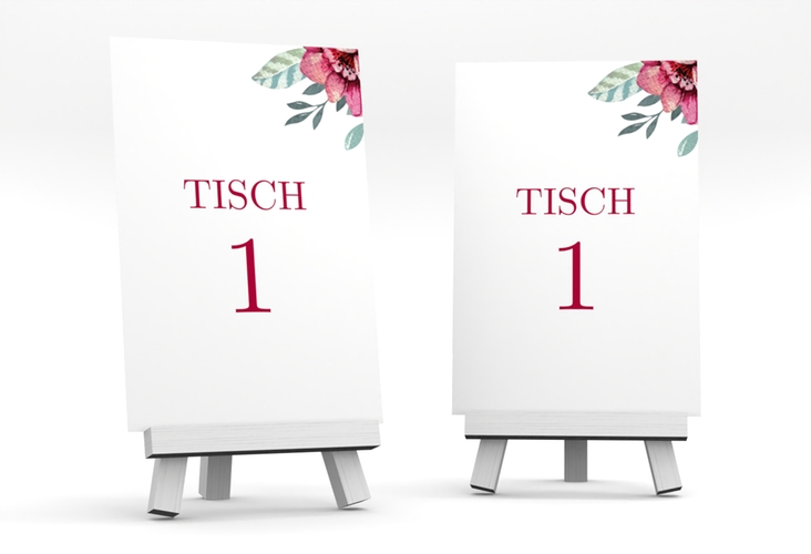 Tischnummer Hochzeit Blooming Tischaufsteller weiss hochglanz