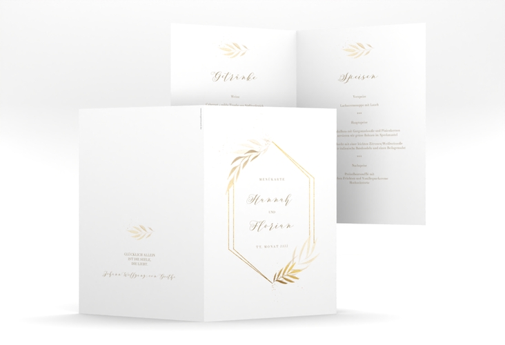 Menükarte Hochzeit Eleganza A5 Klappkarte hoch weiss