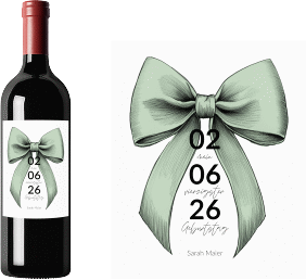 Weinflaschen-Etikett Geburtstagsschleife Etikett Weinflasche 4er Set gruen