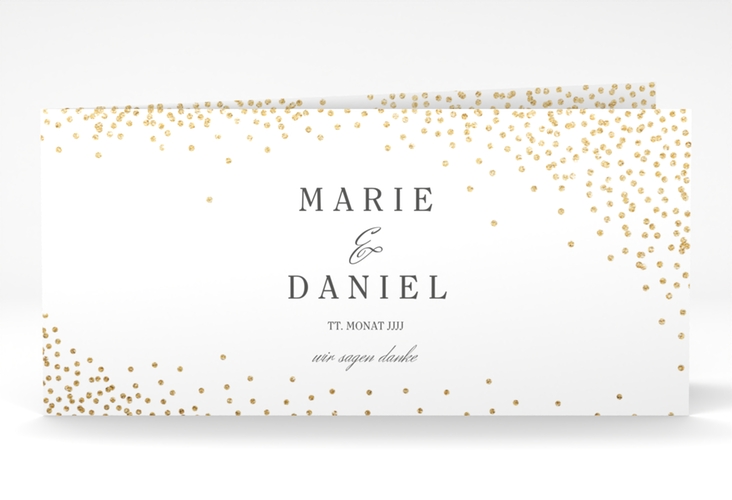 Danksagung Hochzeit Glitter lange Klappkarte quer