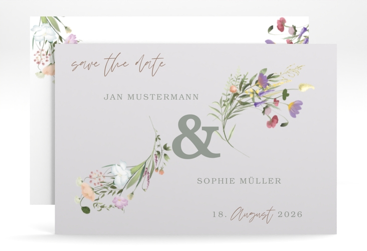 Save the Date-Karte Wildblumen Bouquet A6 Karte quer bunt