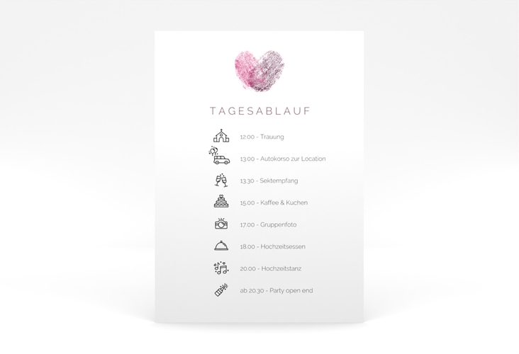 Tagesablauf Poster Hochzeit Fingerprint 50 x 70 cm Poster schlicht mit Fingerabdruck-Motiv
