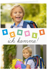 Klick: Details zu Einschulungskarte "Schule" anzeigen Einschulungskarte Schule A6 Klappkarte hoch bunt