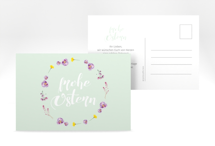 Osterkarte Fiorellino A6 Postkarte Pastell mit Blumenkranz