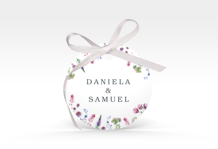 Geschenkanhänger Hochzeit Wildblumen Geschenkanhänger, rund weiss