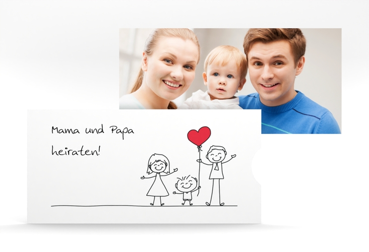 Hochzeitseinladung Family Einsteckkarte weiss