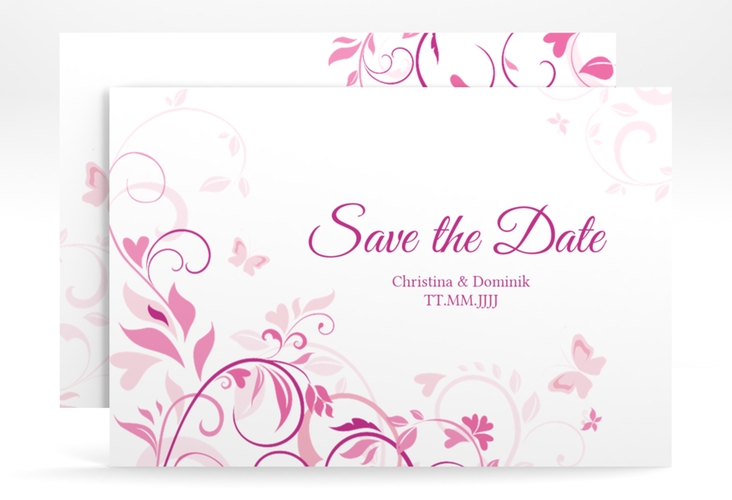 Save the Date-Karte Lilly A6 Karte quer pink