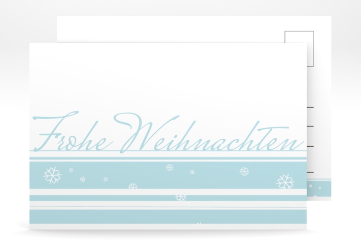 Weihnachtskarte "Schneeflocken" A6 Postkarte in Hellblau und Weiß