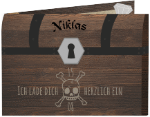 Einladungskarte Kindergeburtstag "Schatztruhe"