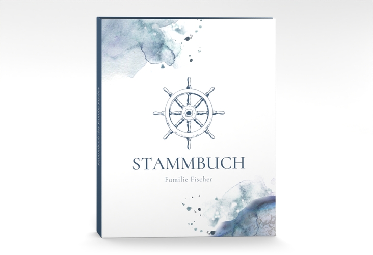 Stammbuch A4 Steuerrad Stammbuch A4 blau in maritimen Blautönen