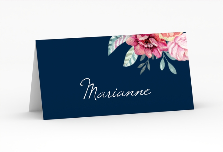 Tischkarte Hochzeit Blooming Tischkarten blau