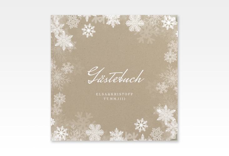 Gästebuch Selection Hochzeit Snowfall Leinen-Hardcover mit Schneeflocken für Winterhochzeit