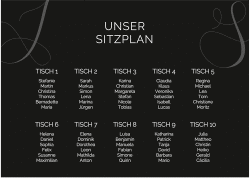 Sitzplan Poster Hochzeit Eheschließung 70 x 50 cm Poster schwarz