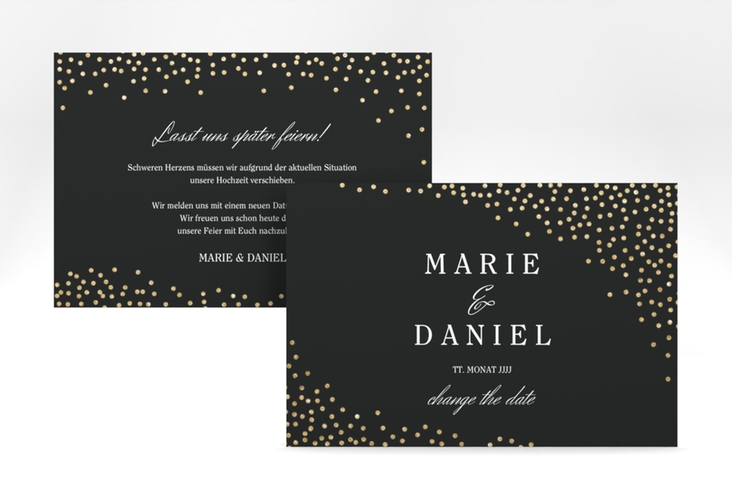 Change the Date-Karte Glitter A6 Karte quer schwarz hochglanz