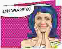 Einladung 60. Geburtstag Popart Woman A6 Klappkarte quer pink