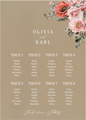 Klick: Details zu Sitzplan Poster Hochzeit "Grazioso" anzeigen Sitzplan Poster Hochzeit Grazioso 50 x 70 cm Poster Kraftpapier modern mit Mohnblumen und Rosen
