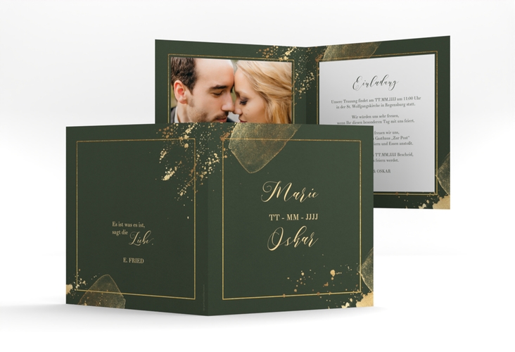 Hochzeitseinladung Emerald quadr. Klappkarte