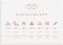 Klick: Details zu Tagesablauf Leinwand Hochzeit "Infinity" anzeigen Tagesablauf Leinwand Hochzeit Infinity 70 x 50 cm Leinwand rot