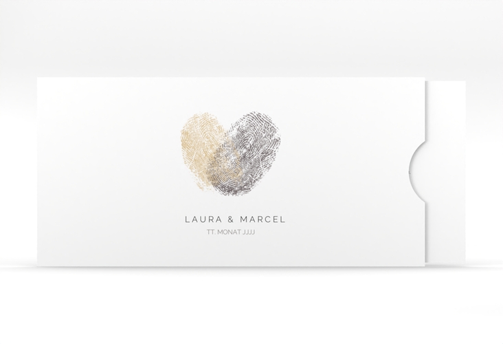 Hochzeitseinladung Fingerprint Einsteckkarte beige schlicht mit Fingerabdruck-Motiv