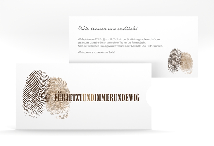 Hochzeitseinladung Messina Einsteckkarte hochglanz mit Fingerabdrücken