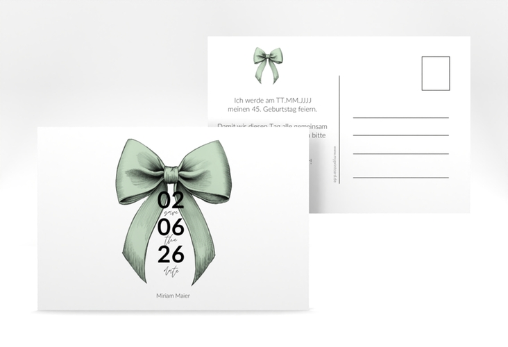 Save the Date-Postkarte Geburtstag Geburtstagsschleife A6 Postkarte veredelt