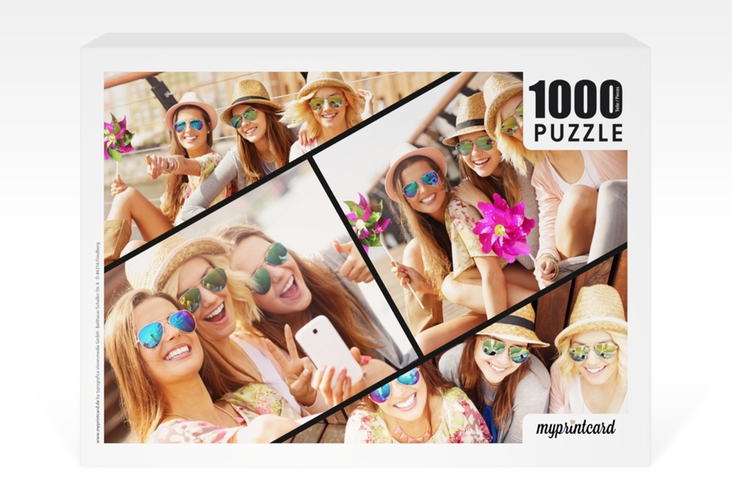 Fotopuzzle 1000 Teile Diagonal 1000 Teile schwarz mit vier Fotos