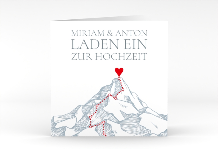 Hochzeitseinladung Berge quadr. Klappkarte