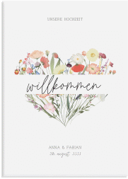 Willkommensschild Leinwand Wildblumenherz 50 x 70 cm Leinwand bunt