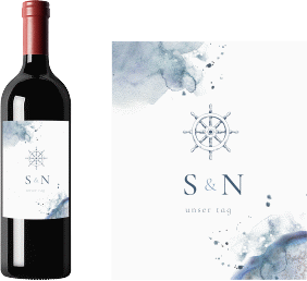 Weinflaschenetikett Hochzeit "Steuerrad"