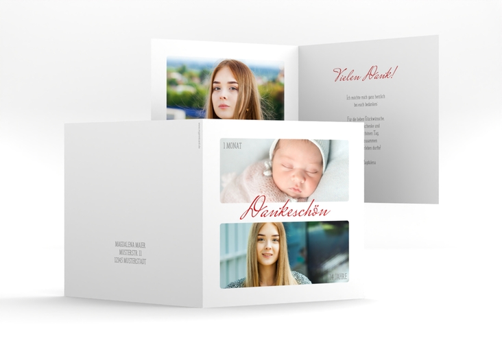 Danksagung Jugendweihe Grown quadr. Klappkarte weiss