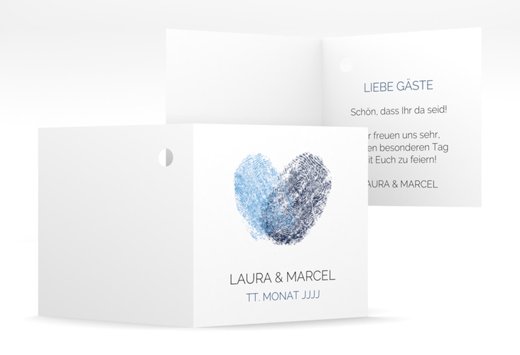 Geschenkanhänger Hochzeit Fingerprint Geschenkanhänger 10er Set blau schlicht mit Fingerabdruck-Motiv