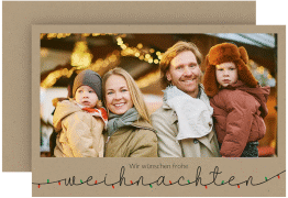 Klick: Details zu Weihnachtskarte "Lichterketten Schrift" anzeigen Weihnachtskarte "Lichterketten Schrift"