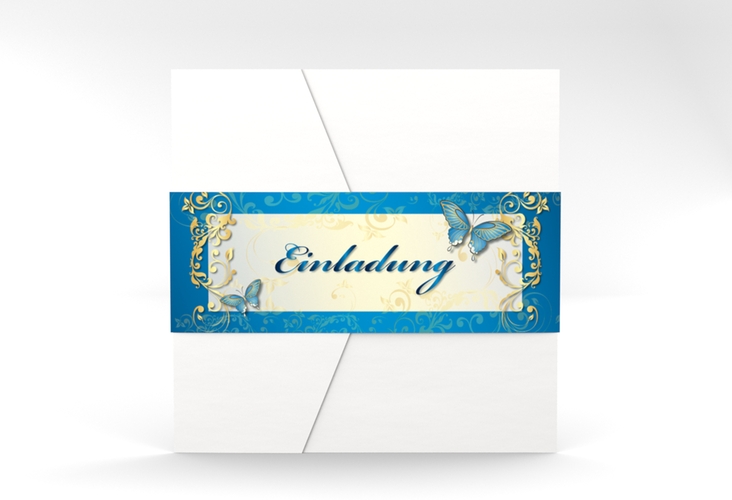 Hochzeitseinladung Toulouse Pocketfold blau