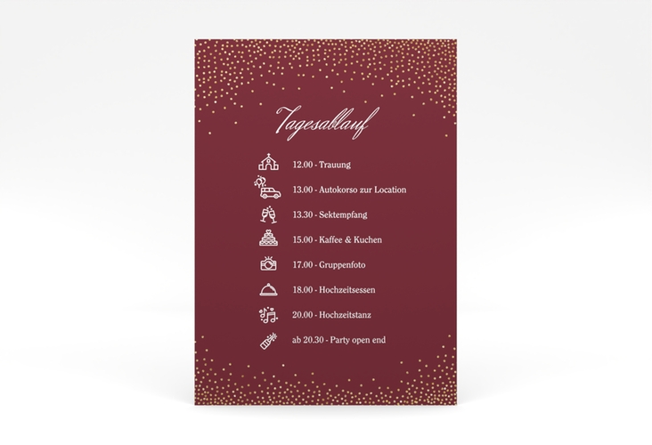 Tagesablauf Poster Hochzeit Glitter 50 x 70 cm Poster rot