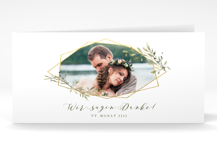 Danksagungskarte Hochzeit Acacia lange Klappkarte quer weiss hochglanz