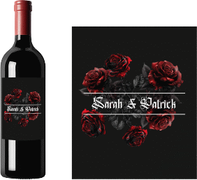 Weinetikett zur Hochzeit "Gothic Rose"