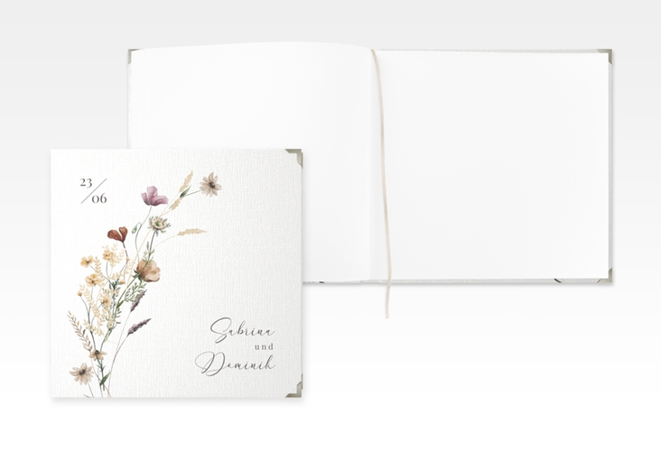 Gästebuch Selection Hochzeit Sauvages Leinen-Hardcover mit getrockneten Wiesenblumen
