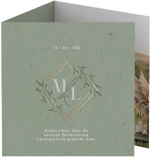 Dankeskarte Hochzeit "Greenletter"