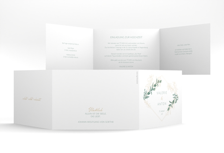 Hochzeitseinladung Verde A6 Doppel-Klappkarte weiss