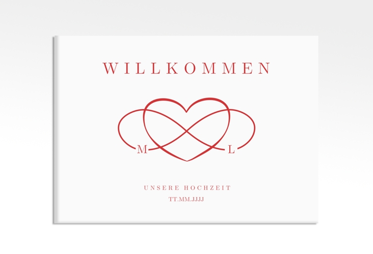 Willkommensschild Leinwand Infinity 70 x 50 cm Leinwand rot