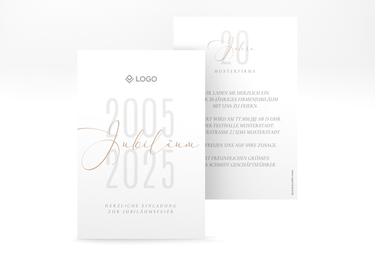 Party Einladungskarte Jubilee A6 Karte hoch weiss hochglanz elegant für jedes Jubiläum