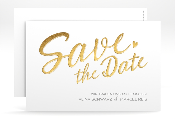 Save the Date-Karte Glam A6 Karte quer weiss