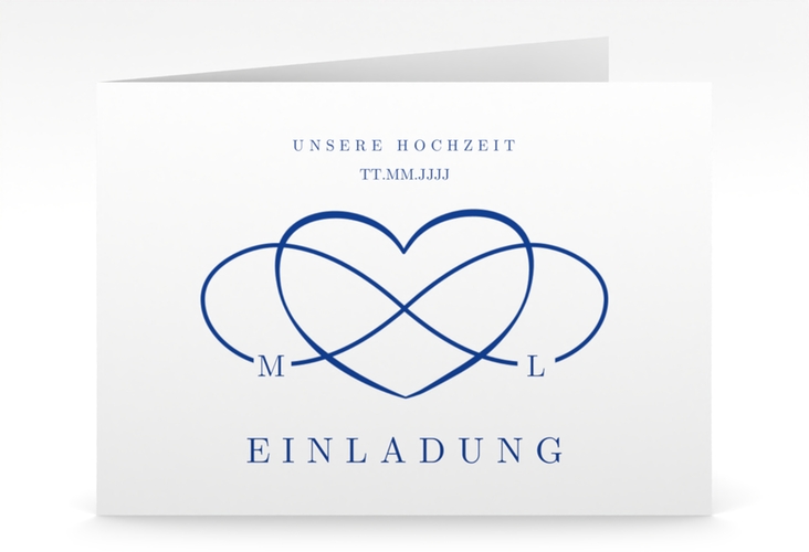 Hochzeitseinladung Infinity mittlere Klappkarte quer hochglanz