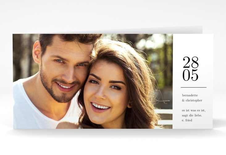 Hochzeitseinladung Minimal lange Klappkarte quer weiss