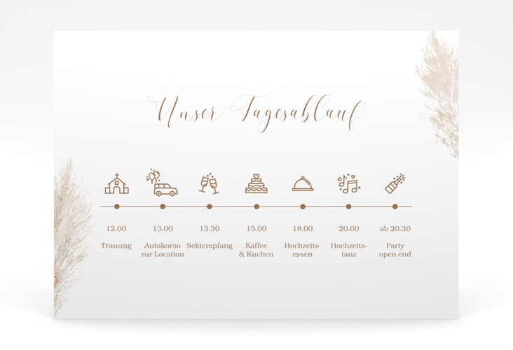 Tagesablauf Poster Hochzeit Pampasgras 70 x 50 cm Poster weiss