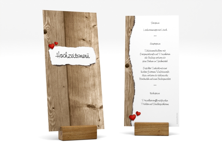 Menükarte Hochzeit Reichenhall lange Karte hoch braun hochglanz
